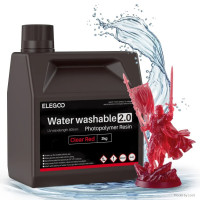 Фотополімерна смола для 3D принтера ELEGOO Water Washable Resin V2.0 2000G Clear Red