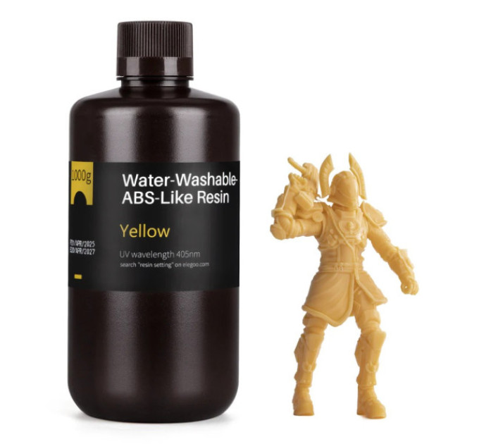 Фотополімерна смола для 3D принтера ELEGOO Water Washable ABS-Like Resin 1000G Yellow
