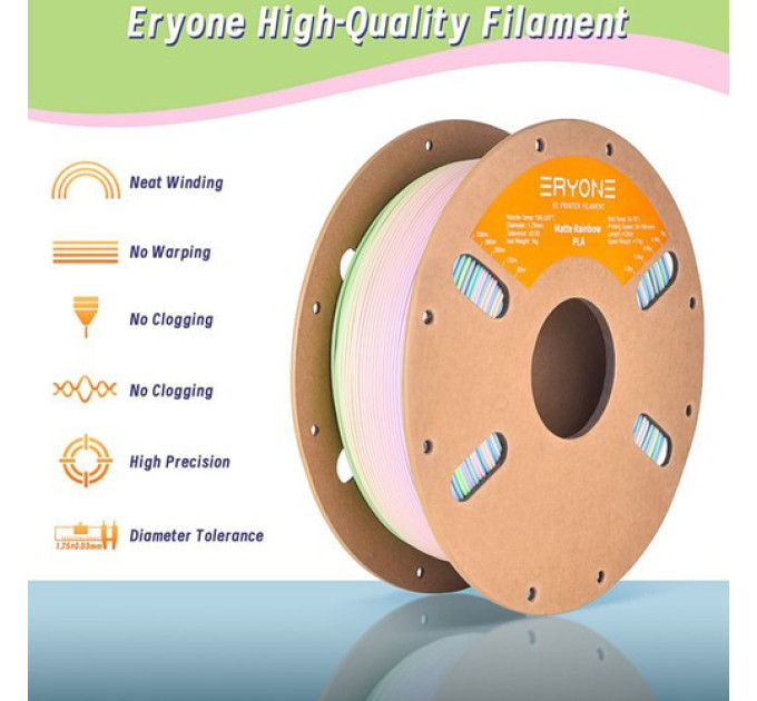 Філамент ERYONE PLA Rainbow  1 кг матового + 3 кг двоколірного матового 