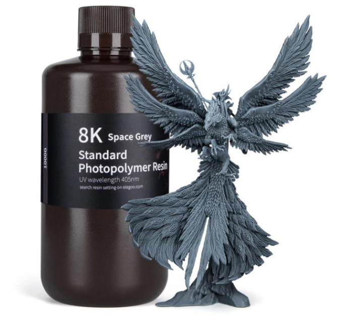 Фотополімерна смола для 3D принтера ELEGOO Standard Resin 8K 1000G Space Grey