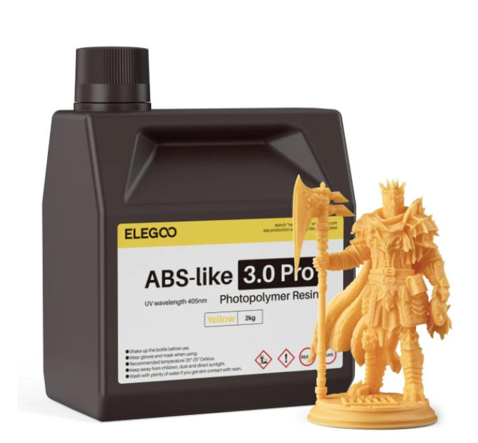 Фотополімерна смола для 3D принтера ELEGOO ABS-Like 3.0 pro resin 2000G Yellow