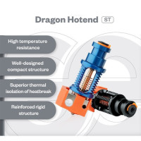 Хотенд Phaetus Dragon Standard Flow Edition, термостійкість 500 градусів, для Prusa/Creality CR-10/E