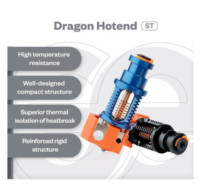 Хотенд Phaetus Dragon Standard Flow Edition, термостійкість 500 градусів, для Prusa/Creality CR-10/E