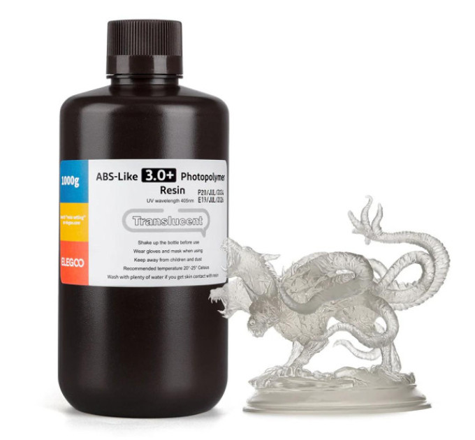 Фотополімерна смола для 3D принтера ELEGOO ABS-Like3.0 plus resin 1000G Translucent