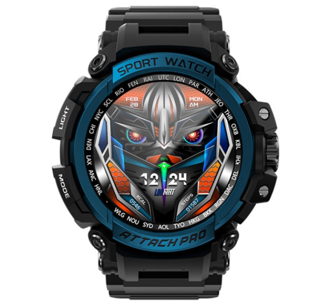 Смарт-годинник LOKMAT ATTACK Pro чорний + блакитний