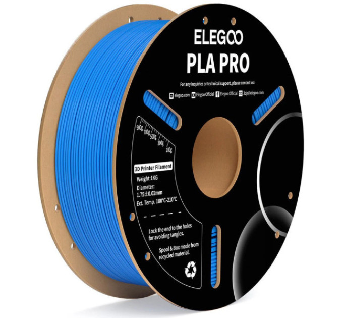 Філамент ELEGOO PLA Pro Light Blue 1.75mm , екологічна паперова котушка, 1kg (50.203.0192)