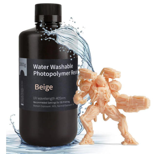 Фотополімерна смола для 3D принтера ELEGOO Water Washable Resin 1000G Beige