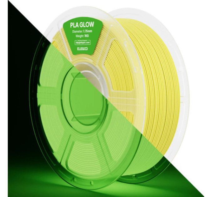 Філамент ELEGOO PLA Glow Yellow 1.75mm , екологічна паперова котушка, 1kg (50.203.0804)