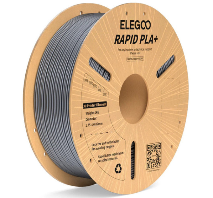 Філамент ELEGOO RAPID PLA+ Yellow 1.75mm , екологічна паперова котушка, 1kg (50.203.0121)
