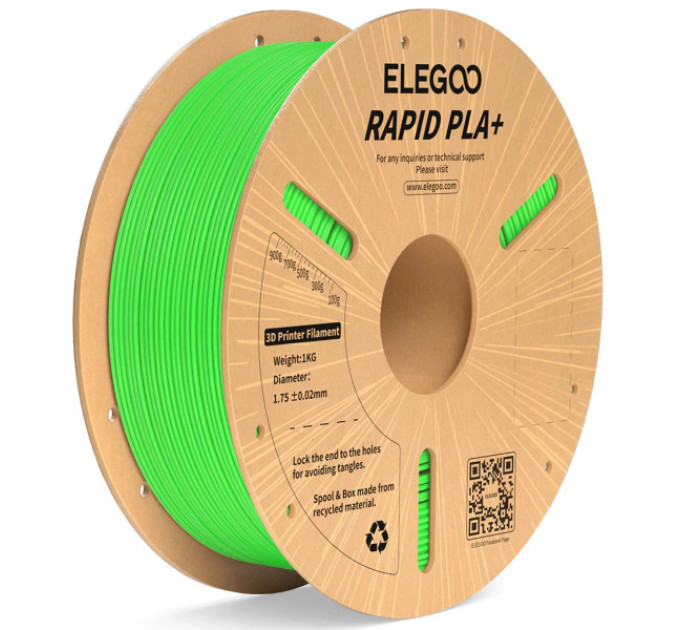 Філамент ELEGOO RAPID PLA+ Yellow 1.75mm , екологічна паперова котушка, 1kg (50.203.0121)