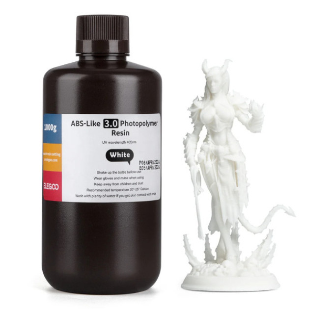 Фотополімерна смола для 3D принтера ELEGOO ABS-Like 3.0 resin 1000G White