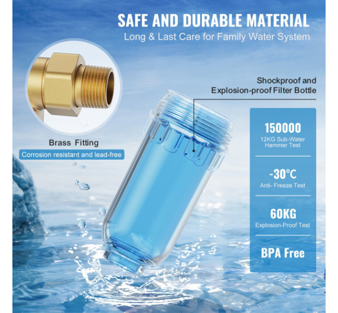 Мікронний осадовий фільтр для колодязної водиVEVOR Spin Down Filter BSK-T4-Q2-G, 40 , 3/4
