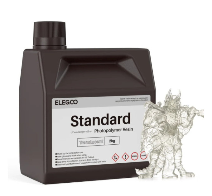Фотополімерна смола для 3D принтера ELEGOO Standard Resin 2000G Translucent