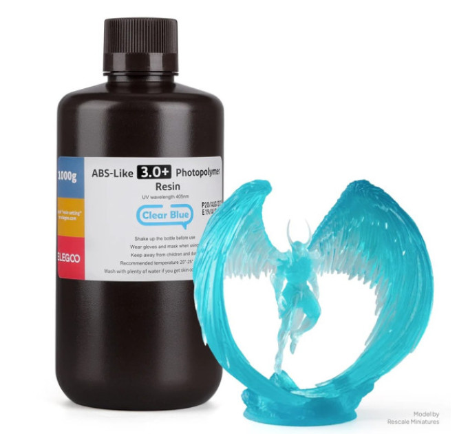 Фотополімерна смола для 3D принтера ELEGOO ABS-Like Resin V3.0+ 1000G Clear Blue