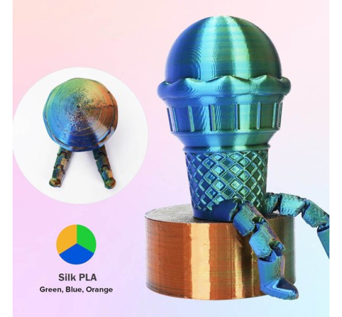  Триколірний  PLA-філамент ERYONE 1 кг - помаранчевий + синій + зелений
