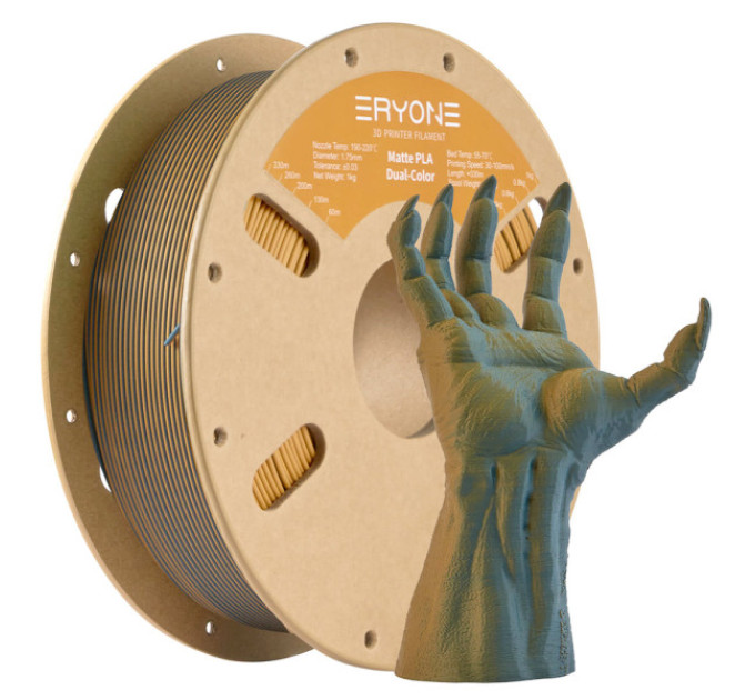 Матовий PLA-філамент ERYONE Dual Color 1 кг - блакитний та гірчично-жовтий