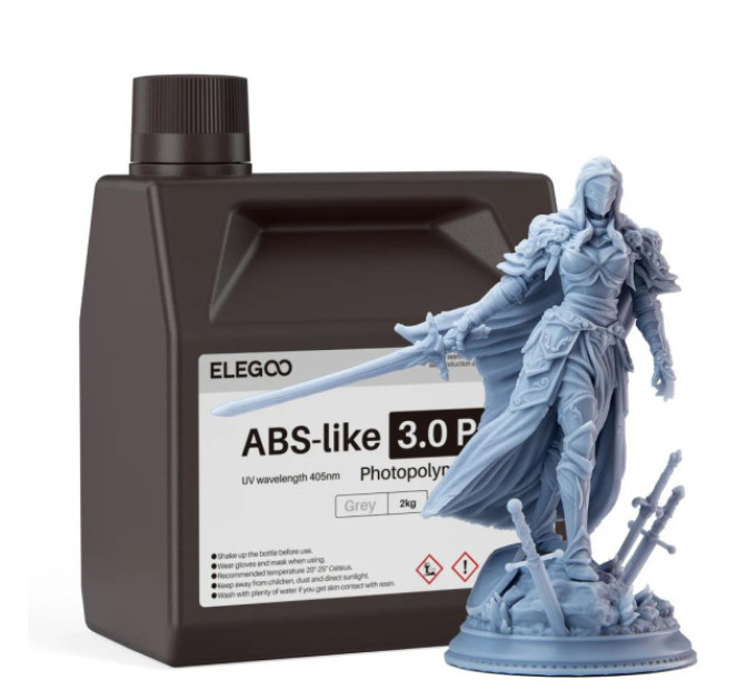 Фотополімерна смола для 3D принтера ELEGOO ABS-Like 3.0 pro resin 2000G Grey