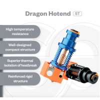 Хотенд Phaetus Dragon Standard Flow Edition, термостійкість 500 градусів, для Prusa/Creality CR-10