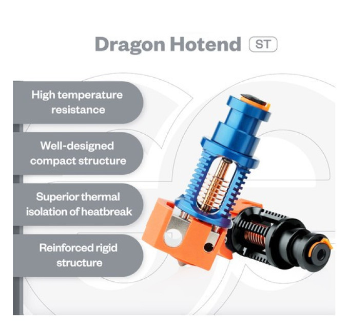 Хотенд Phaetus Dragon Standard Flow Edition, термостійкість 500 градусів, для Prusa/Creality CR-10