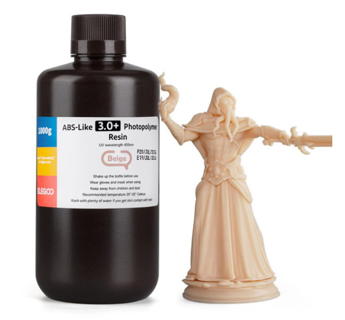 Фотополімерна смола для 3D принтера ELEGOO ABS-Like3.0 plus resin 1000G Beige
