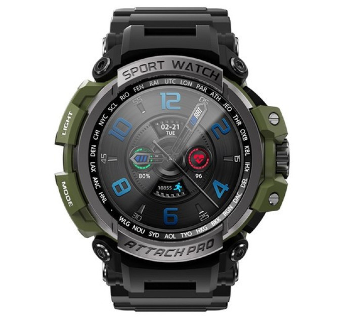 Смарт-годинник LOKMAT ATTACK Pro чорний + зелений