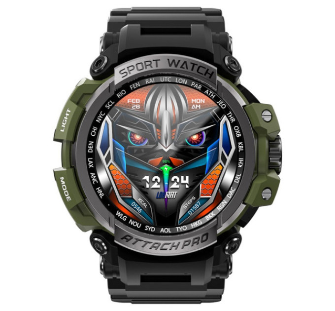 Смарт-годинник LOKMAT ATTACK Pro чорний + зелений