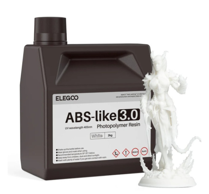 Фотополімерна смола для 3D принтера ELEGOO ABS-Like 3.0 resin 2000G White