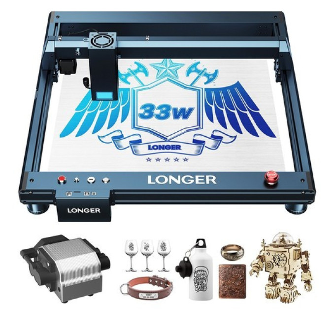 Лазерний гравер LONGER Laser B1 30 Вт + лазерна платформа + роторний ролик з кронштейном