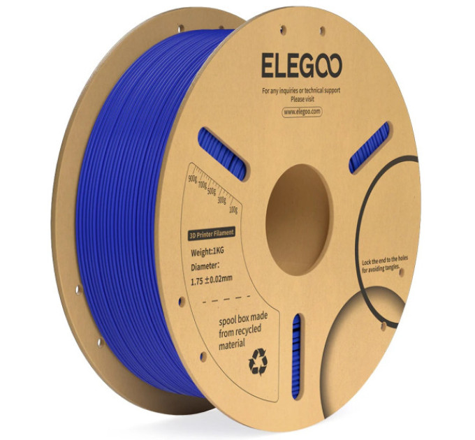 Філамент ELEGOO PLA+ Dark Blue 1.75mm , екологічна паперова котушка, 1kg (50.203.0072)