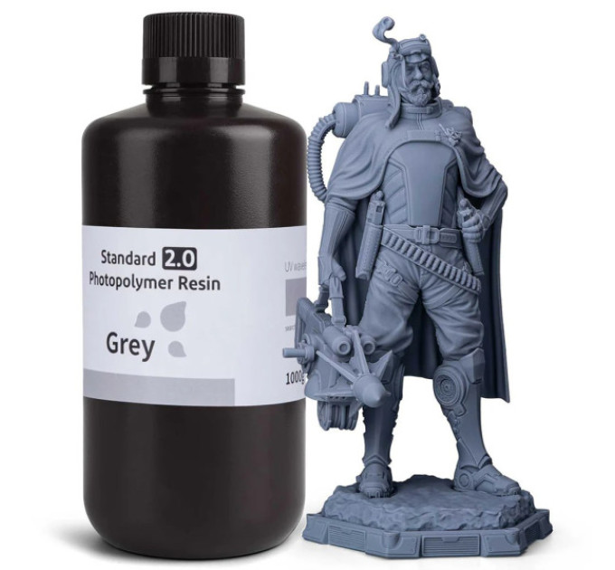 Фотополімерна смола для 3D принтера ELEGOO Standard Resin V2.0 1000G Grey