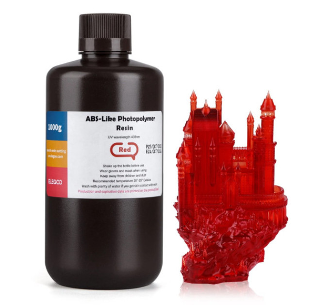 Фотополімерна смола для 3D принтера ELEGOO ABS-Like resin 1000G Red