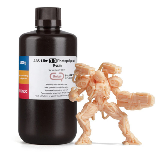 Фотополімерна смола для 3D принтера ELEGOO ABS-Like 3.0 resin 1000G Beige