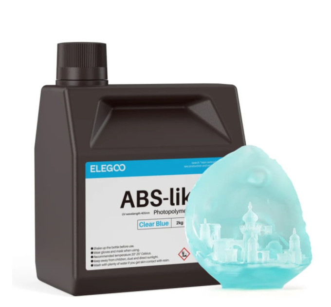 Фотополімерна смола для 3D принтера ELEGOO ABS-Like resin 2000G Clear Blue