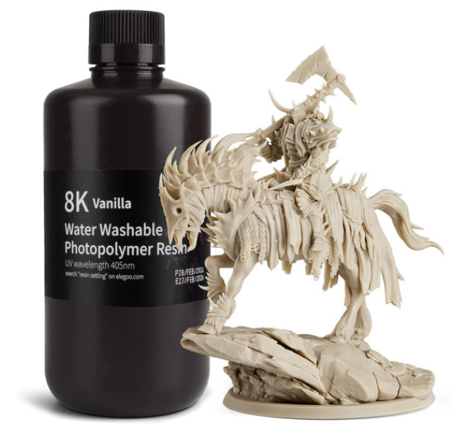 Фотополімерна смола для 3D принтера ELEGOO Water Washable Resin 8k 1000G Vanilla