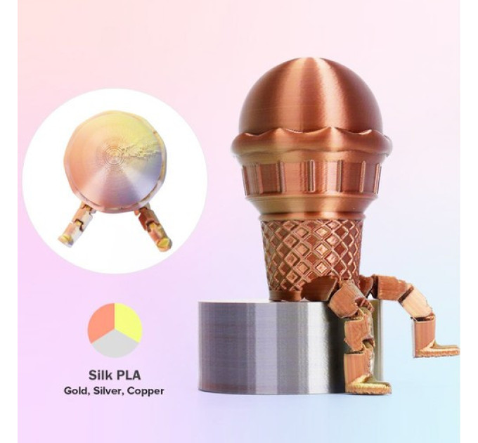 Триколірний PLA-філамент ERYONE  1 кг - золото + срібло + мідь