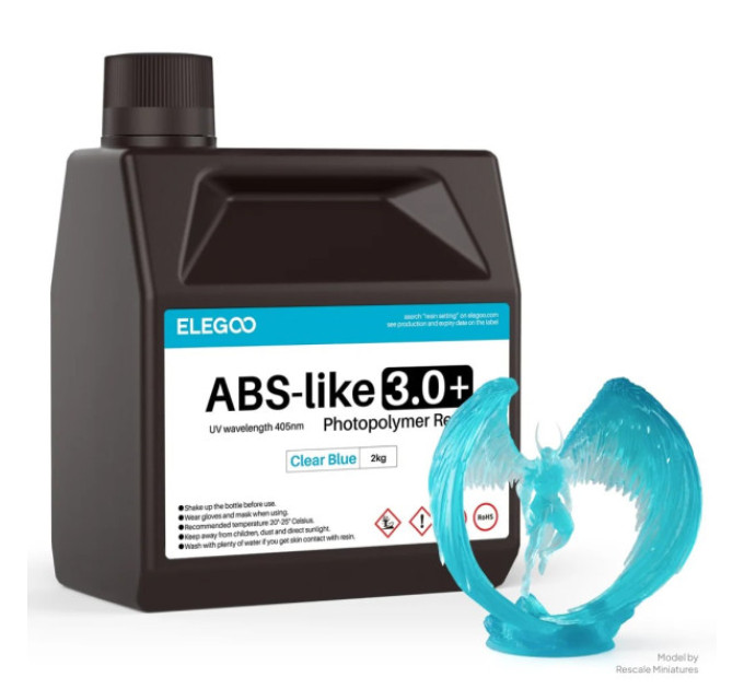 Фотополімерна смола для 3D принтера ELEGOO ABS-Like Resin V3.0+ 2000G Clear Blue