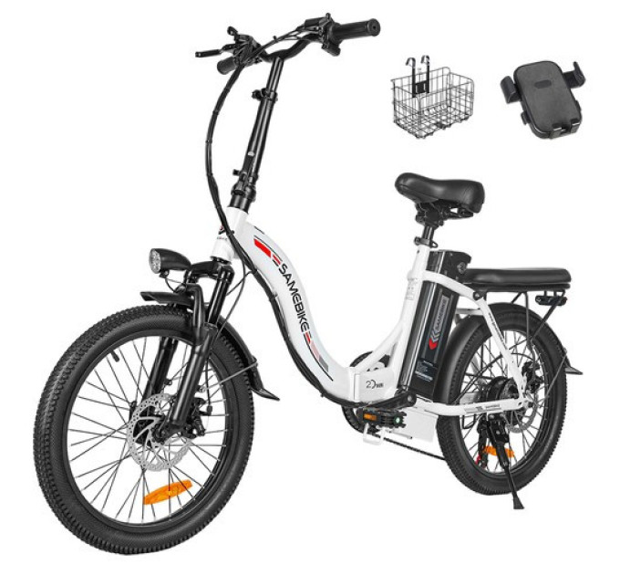 Складаний електровелосипед SAMEBIKE CY20, двигун 350 Вт, акумулятор 36 В 12 Аг - білий