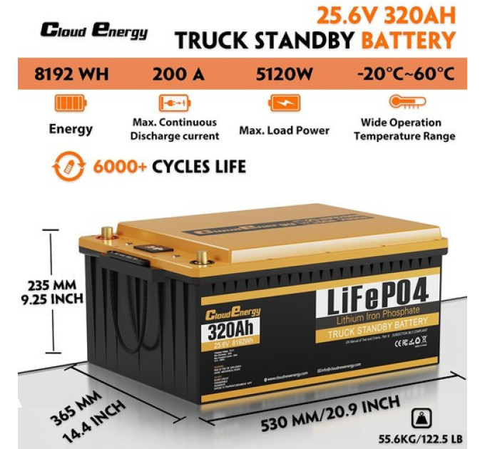 Акумулятор Cloudenergy 25.6V 320Ah LiFePO4