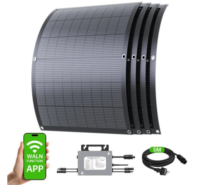 Комплект LIONSHEE LS-PV800Mi 800 Вт, 4 панелі × 200 Вт + мікроінвертор 800 Вт, ККД 23,5%