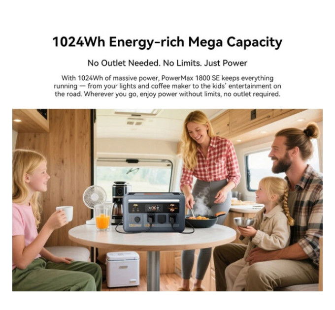 Зарядна станція Blackview Oscal PowerMax 1800 SE 1024Wh LiFePO₄ Battery, 1800W Rated / 3600W Surge