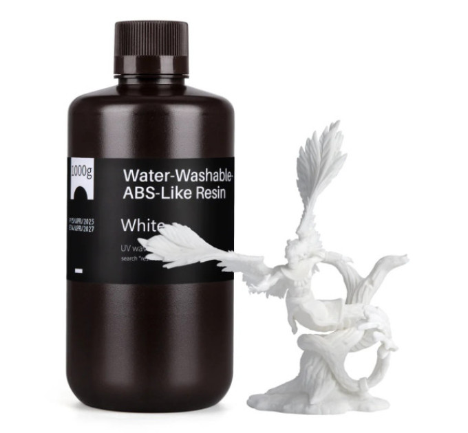 Фотополімерна смола для 3D принтера ELEGOO Water Washable ABS-Like Resin 1000G White