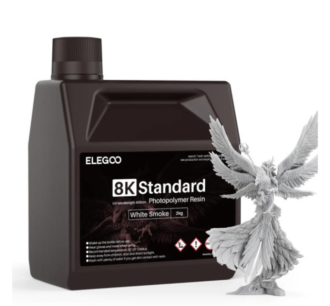 Фотополімерна смола для 3D принтера ELEGOO Standard Resin 8K 1000G White Smoke