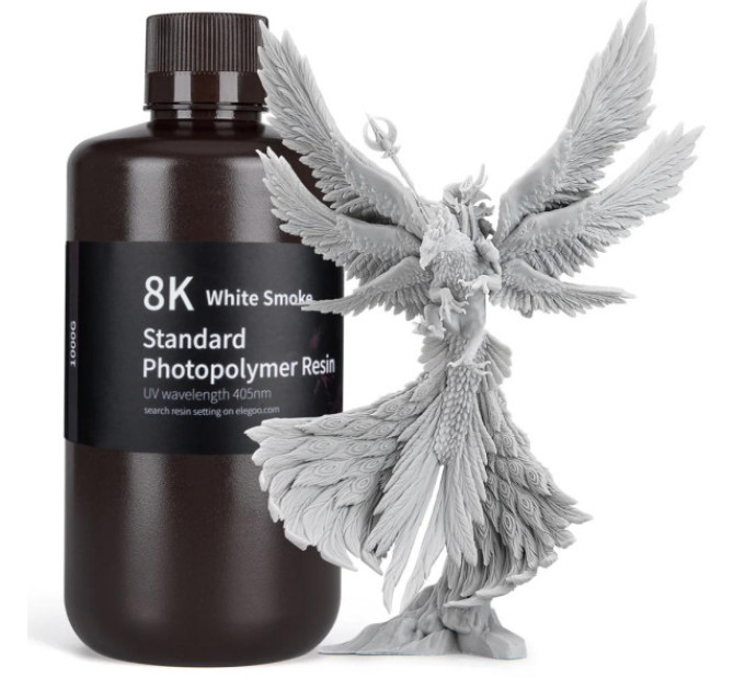 Фотополімерна смола для 3D принтера ELEGOO Standard Resin 8K 1000G White Smoke