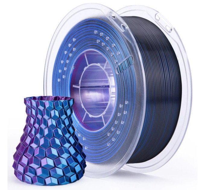 Філамент ELEGOO PLA Silk Blue Purple Black 1.75mm, екологічна паперова котушка, 1kg (50.203.0336)