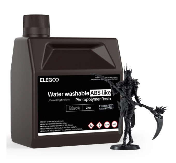 Фотополімерна смола для 3D принтера ELEGOO Water Washable ABS-Like Resin 2000G Black