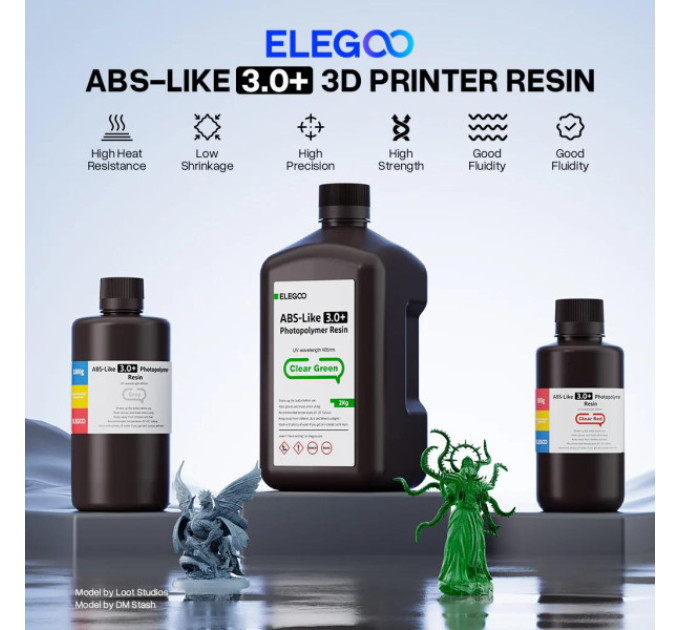 НА ВИДАЛЕННЯ Фотополімерна смола для 3D принтера ELEGOO ABS-Like3.0 plus resin 1000G Black