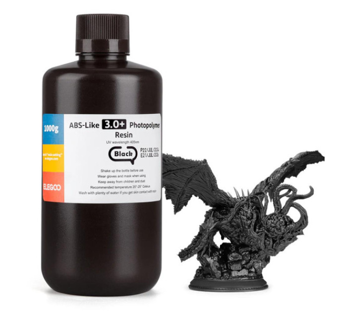 НА ВИДАЛЕННЯ Фотополімерна смола для 3D принтера ELEGOO ABS-Like3.0 plus resin 1000G Black