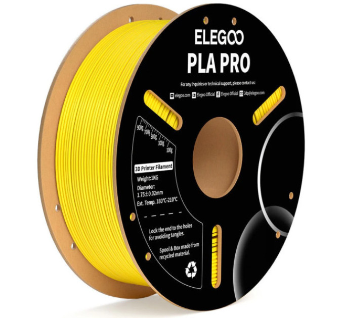 Філамент ELEGOO PLA Pro Yellow 1.75mm , екологічна паперова котушка, 1kg (50.203.0194)