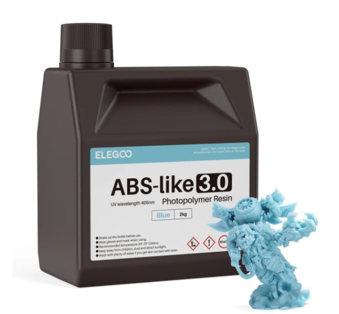 Фотополімерна смола для 3D принтера ELEGOO ABS-Like 3.0 resin 2000G Blue