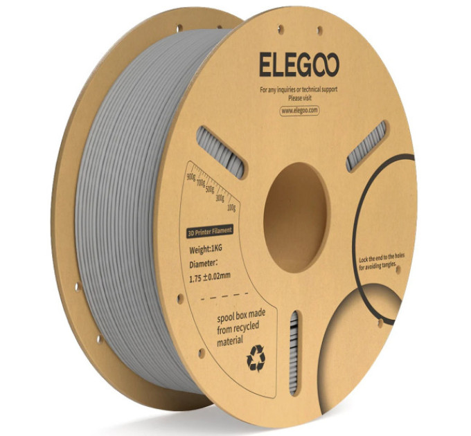 Філамент ELEGOO PLA+ Red 1.75mm , екологічна паперова котушка, 1kg (50.203.0053)